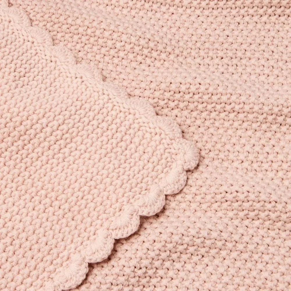 Scalloped Trim Knit Baby Blanket Blush Pink - Hearth & Hand™ with Magnolia
